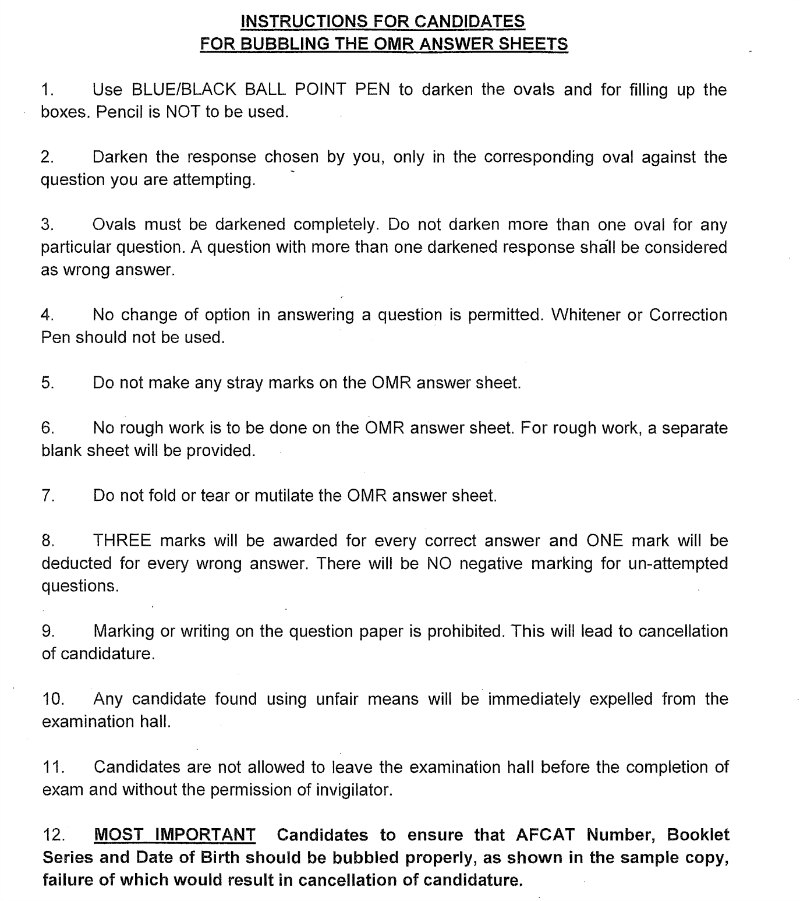AFCAT OMR Instructions1