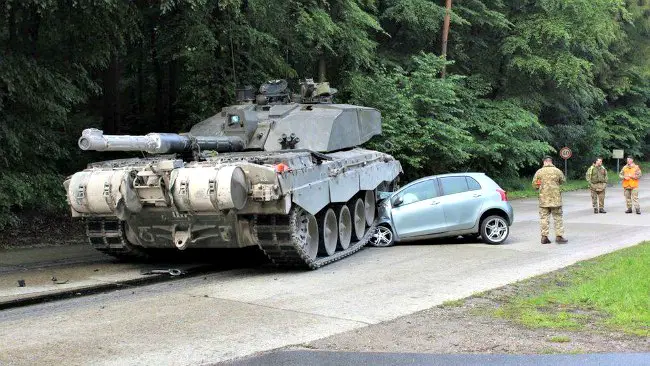 Germany has many foreign military bases and it's common to see armoured vehicles on public roads in the country.