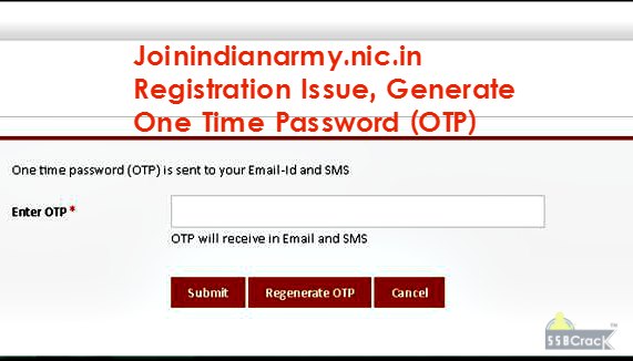 Joinindianarmy.nic.in Registration Issue, Generate One Time Password (OTP)