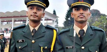 Brothers Rahul Tiwari and Vikas Tiwari after the passing out parade at IMA