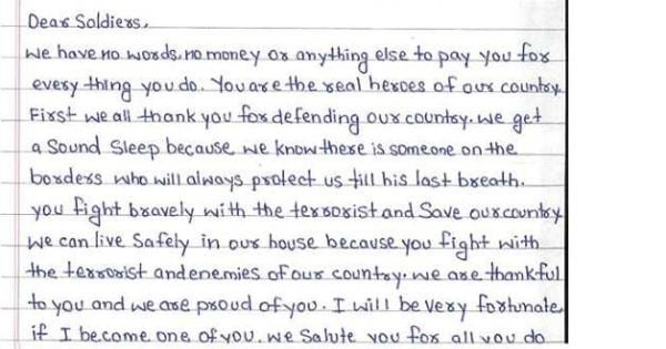 Class V Students Sent A Letter To Indian Army - A Must Read