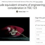 Petition Include equivalent streams of engineering for consideration in TGC 123