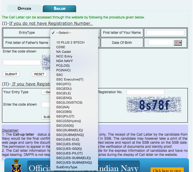 Indian Navy UES SSB Dates 2016