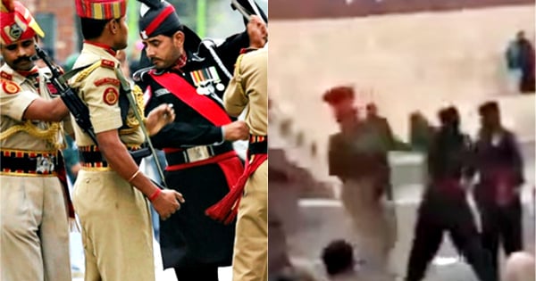 wagah border fight