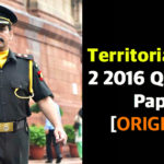 Territorial Army 2 2016 Question Paper [ORIGINAL]