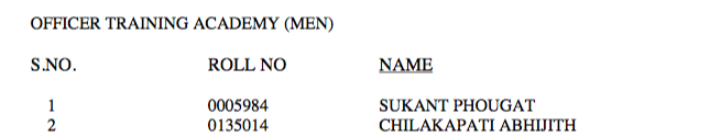 OTA Chennai merit list 2016