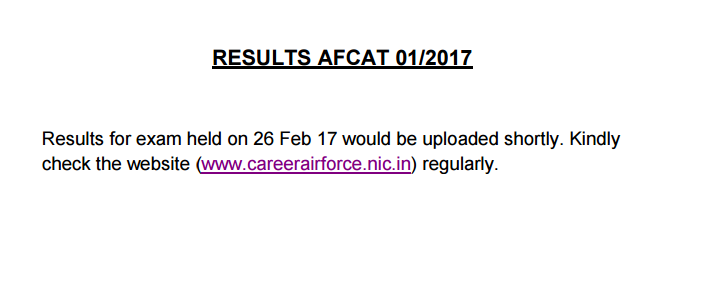 afcat 1 2017 result