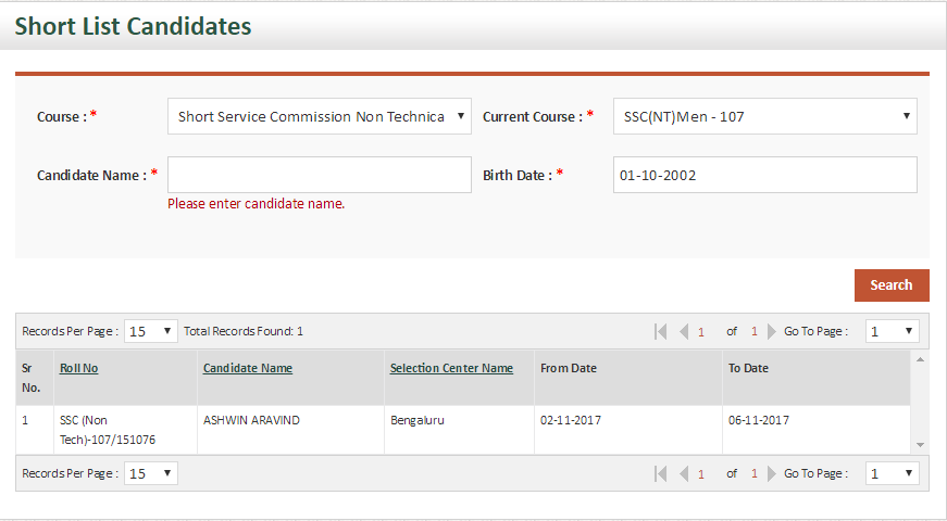 SSC 107 NT SSB Dates