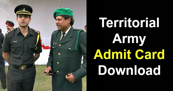 Territorial Army Admit Card Download