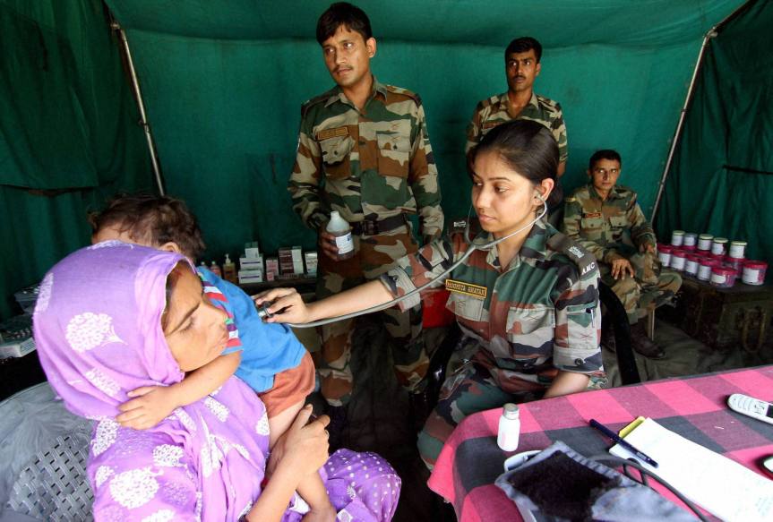 Border villagers at a camp