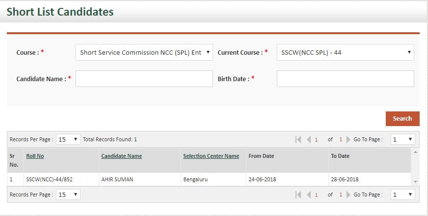 NCC 44 SSB Dates women