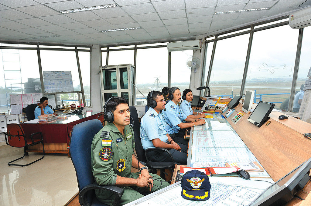 Air Traffic Controller and Fighter Controller in ATC Tower