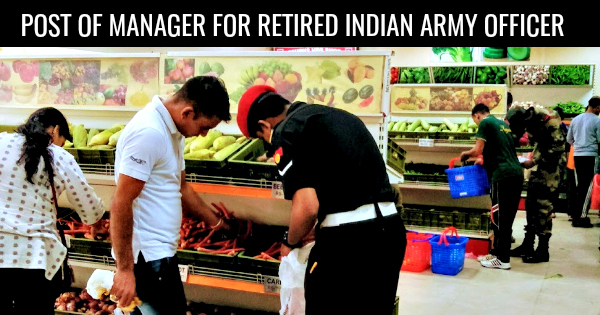 POST OF MANAGER FOR RETIRED INDIAN ARMY OFFICERS