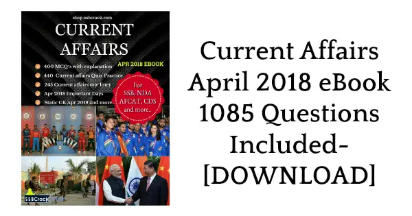 Current Affairs April 2018 eBook 1085 Questions Included- [DOWNLOAD]