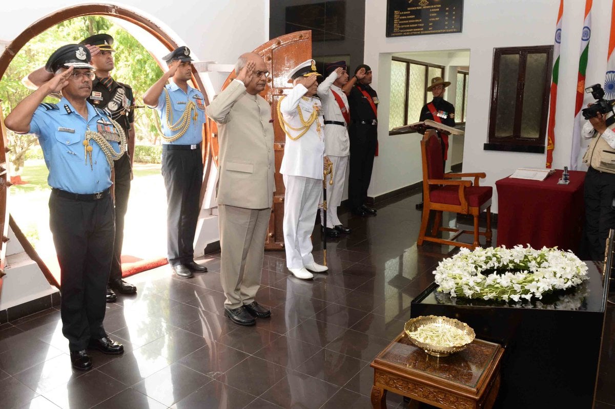 President Paying Tributes At Hut of Remembrance