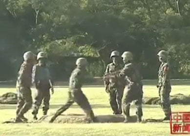 Chinese Soldiers Playing Hot Potato With Live Grenade