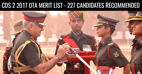 CDS 2 2017 OTA MERIT LIST - 227 CANDIDATES RECOMMENDED