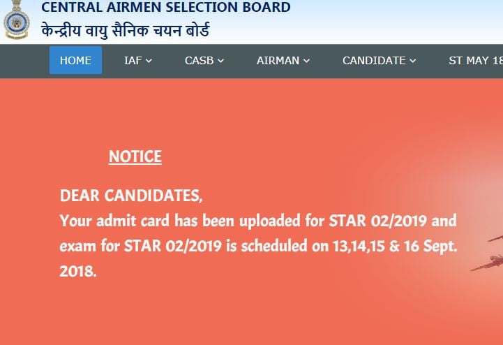 Airmen Admit Card Download 2019