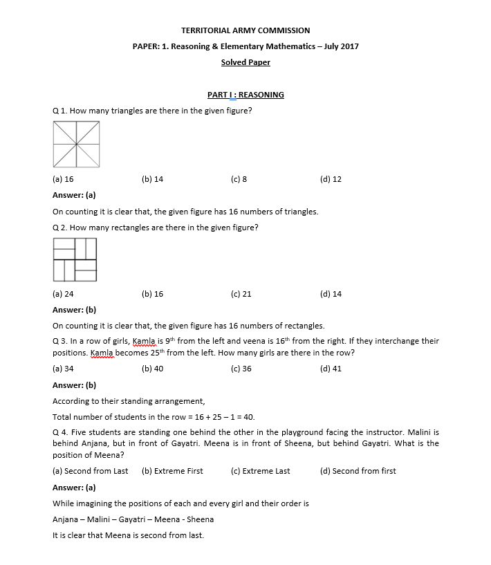 TA Question Paper 2017