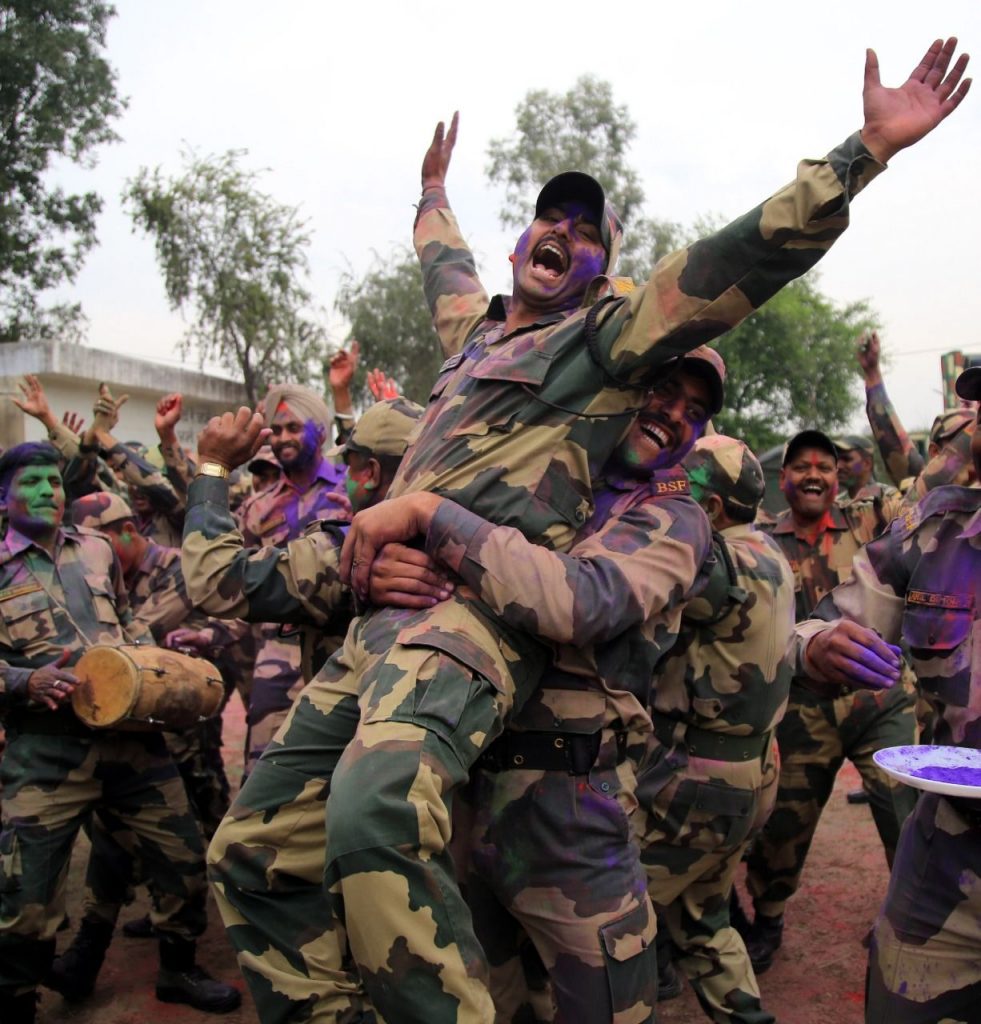 BSF Jawaans celbrating holi