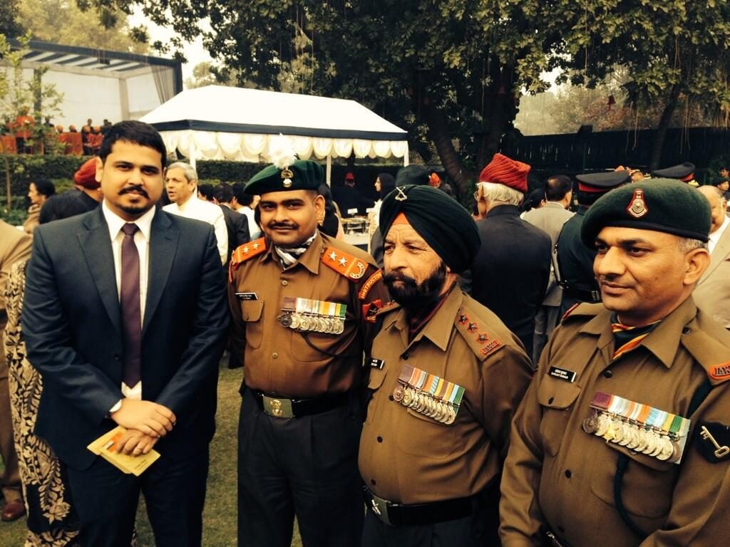 Grenadier Yogendra Singh Yadav, Naib Subedar Bana Singh and Sanjay Kumar the only three living PVC awardees with journalist Shiv Aroor