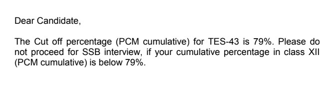 tes 43 cut off marks