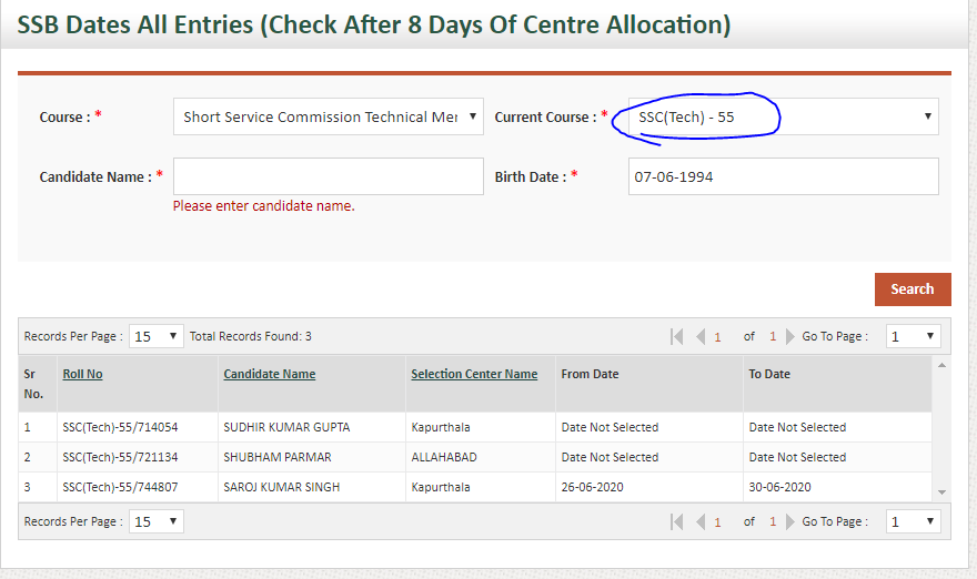 ssc tech 55 ssb dates