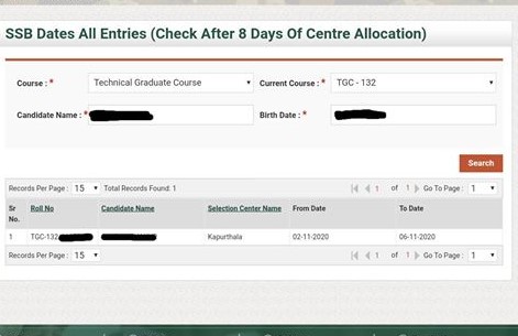 tgc 132 ssb interview dates