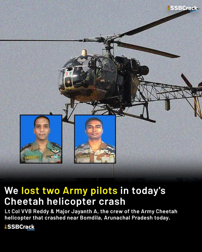 India Lost 2 Army Pilots in Cheetah Helicopter Crash