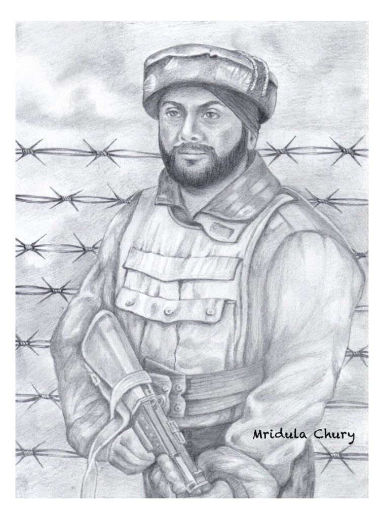 indian army pencil drawing