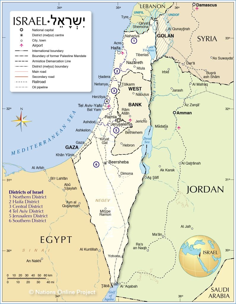 israel palestine map