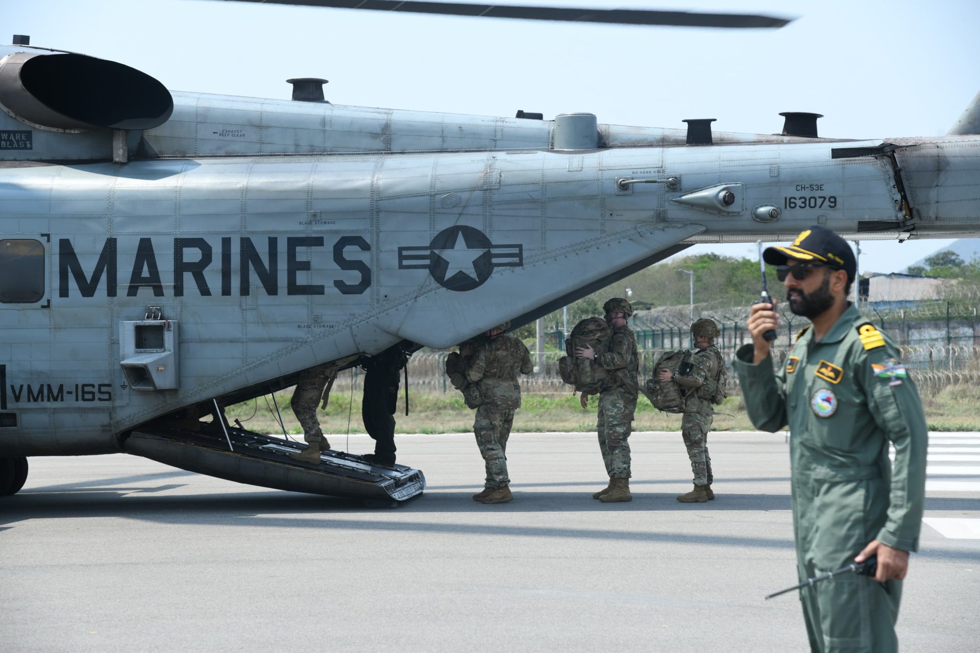 U.S. Marine Super Stallion Helicopter Lands at INS Dega