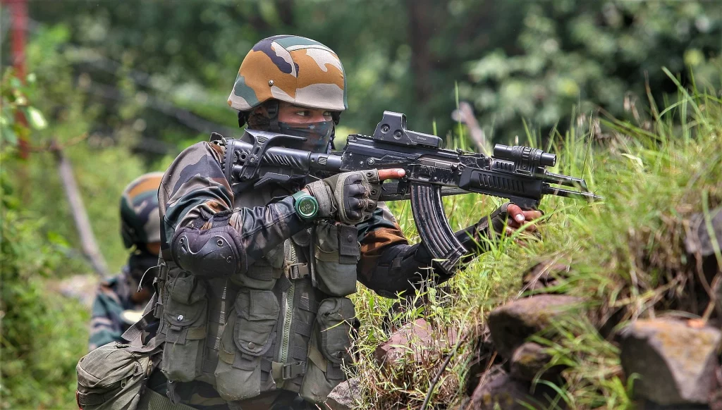 Indian rifleman with a new AK 203