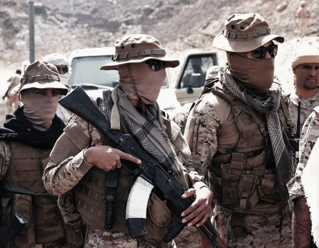 Saudi Rangers in Yemen with AK-103 assault rifles