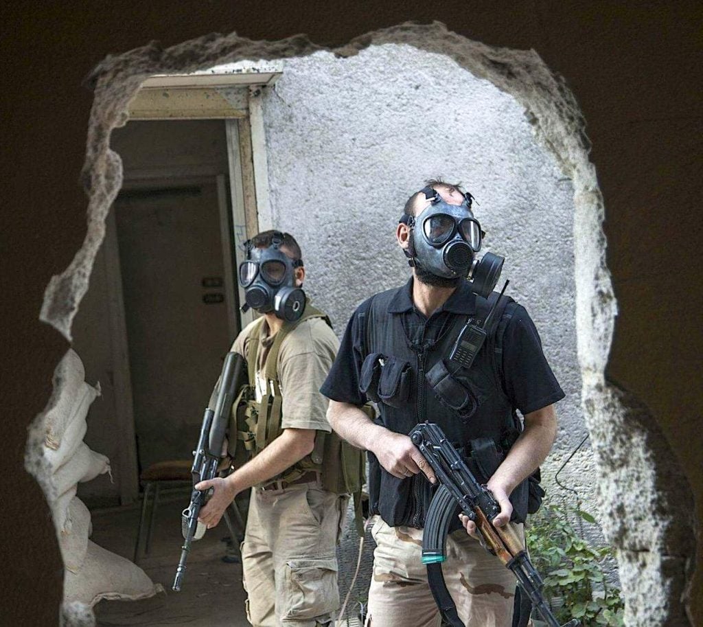 Steyr AUG A1 in the hand of FSA fighter in Damascus, Syria.