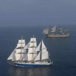 INS Tarangini and Italian Sail Ship Amerigo Vespucci Showcase Maritime Camaraderie in Joint Sail Off Kochi
