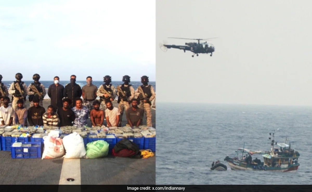 Indian Navy Intercepts Sri Lankan Fishing Boats, Seizes 500 kg of Crystal Meth