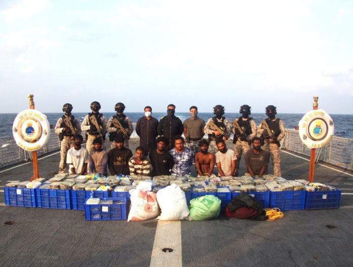 Indian Navy Seizes 500 Kgs of Narcotics from Sri Lankan Fishing Vessel in Arabian Sea