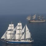 Indian Navy's INS Tarangini Conducts Joint Sailing Exercise with Italian Ship Amerigo Vespucci Off Kochi