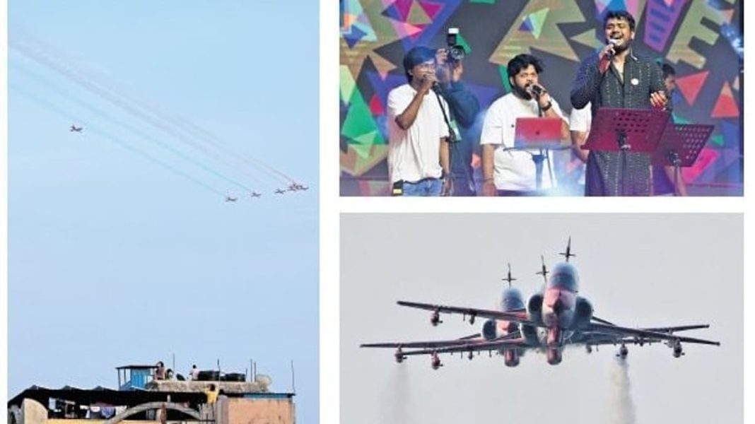 Indian Air Force's Surya Kiran Aerobatic Team Dazzles Hyderabad During Congress Government Celebrations