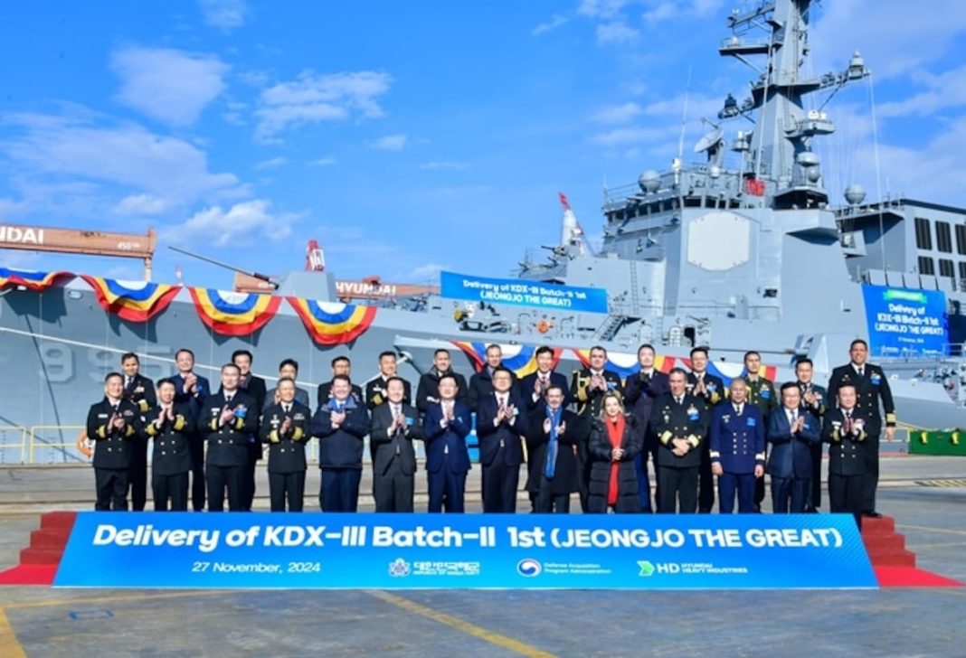 South Korea Receives First Aegis-Equipped Guided-Missile Destroyer ROKS Jeongjo the Great