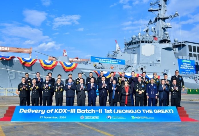 South Korea Receives First Aegis-Equipped Guided-Missile Destroyer ROKS Jeongjo the Great