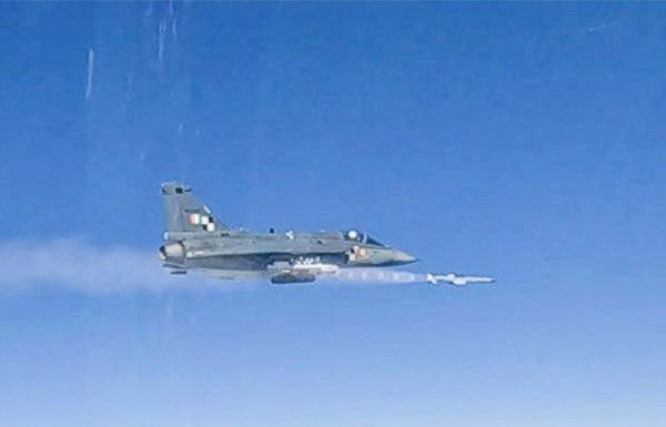 Tejas LCA AF MK1 test fires beyond visual range Air to Air Missile off Odisha coast