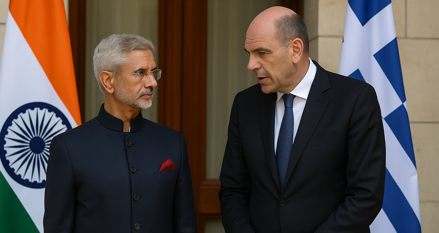 Jaishankar and Greece Foreign Minister AI e1745995327368