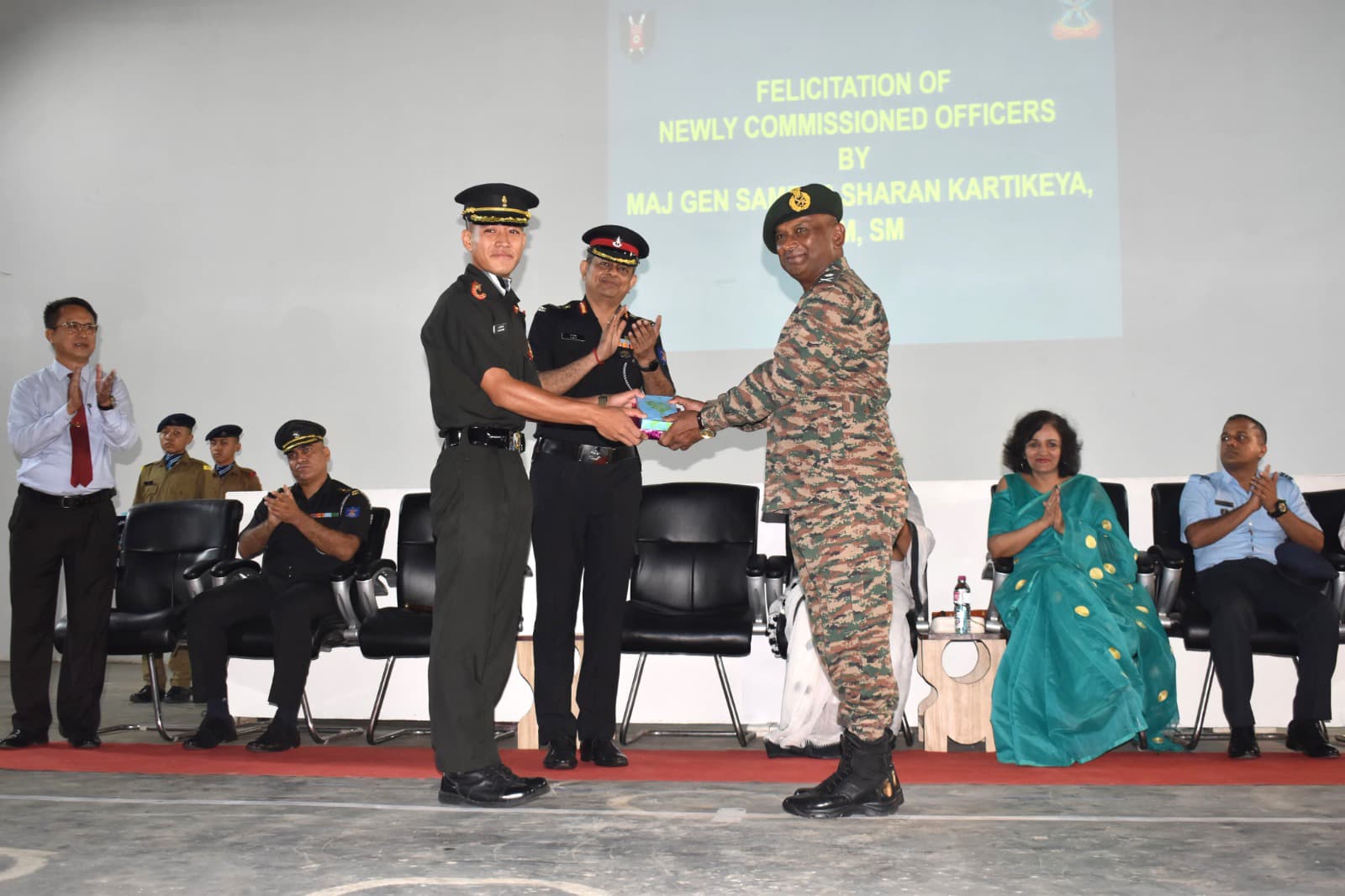 GOC Red Shield Division Felicitating a Cadet