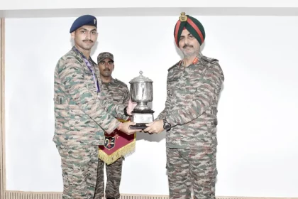 Capt Sudhir Kumar Tiwari Getting Trophy